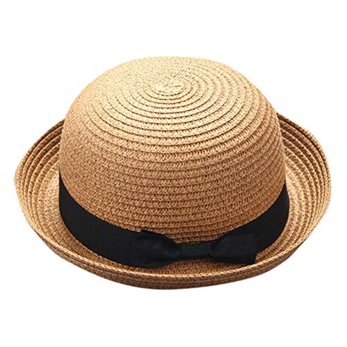 Bokeley Fashion Women Straw Hats Baby Hat, Hats for Girls Boys Cap Kids Sun Cap Summer Kids Beach Panama Caps (Coffee-Kids)