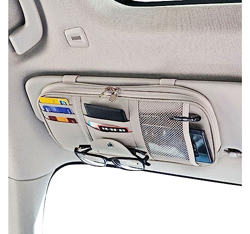 Da by Car Sun Visor Organizer Auto Car Visor Pocket and Interior Accessories Car Truck Visor Storage Pouch Holder with Multi-Pocket Net Zippers (Gray)