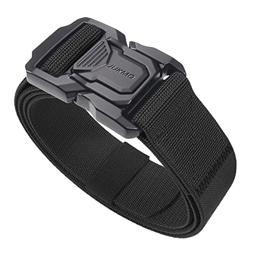 JUKMO Tactical Belt for Men, Military Rigger 1.5' Nylon Web Work Belt with Quick Release Heavy Duty Buckle (Black, Medium-for Waist 36'-42' (Length 49'))