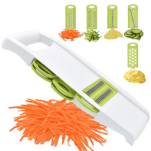 NACOLUS 5 in 1 Mandoline Multi Blade Potato Veggie Cutter Julienne Shredder Green Vegetable Slicer