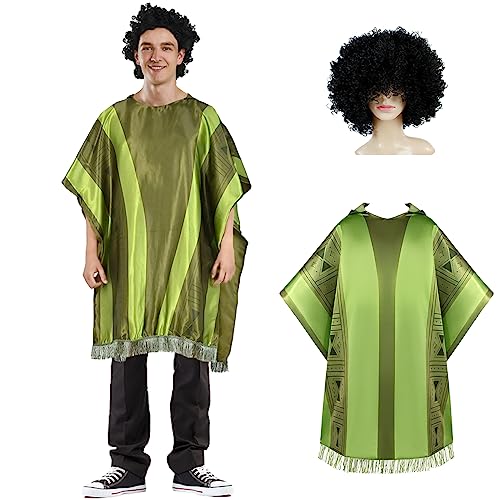 Yonroik Bruno Costume for Adult, Bruno Cosplay Costume Cloak Cape Halloween Robe Suit Outfit Dress up for Men Women,with Wig (Green, L)