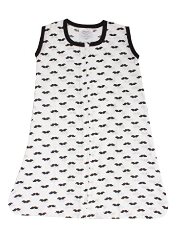 Bacati - Muslin Printed Sleeping Bag Wearable Blankets (Newborn Mustache, Black)