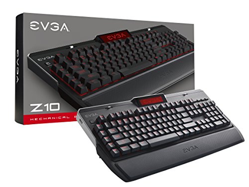 EVGA Z10 Gaming Keyboard, Red Backlit LED, Mechanical Brown Switches, Onboard LCD Display, Macro Gaming Keys, 802-ZT-N101-KR