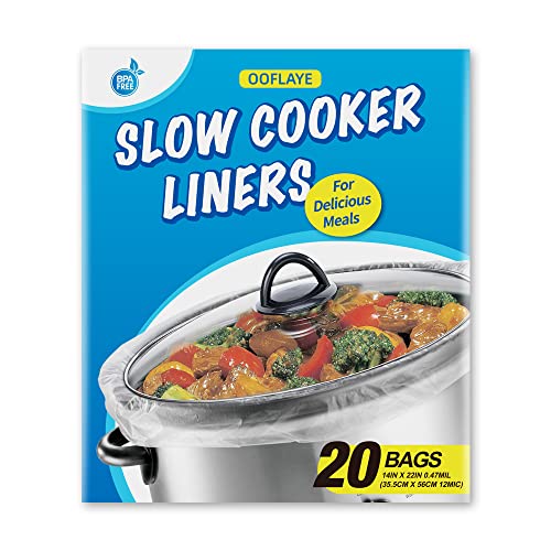 20 Counts Slow Cooker Liners and Cooking Bags, Extra Large Size Fits 6-10QT Pot, 14'x 22', BPA Free, Suitable for Oval & Round Pot -1 Pack