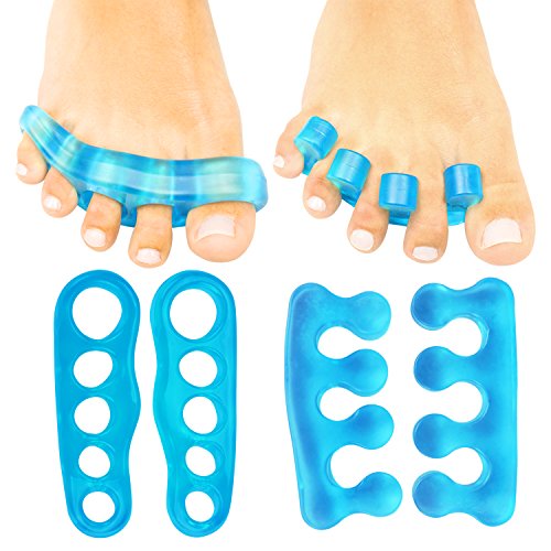 VIVEsole Toe Separators for Men & Women (4 Pieces) - Silicone Gel Spreaders - Therapeutic Spa Stretchers for Plantar Fasciitis, Bunions, Overlapping Hammer Toe Spacers - Metatarsal Yoga Cushion
