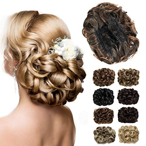 Yamel Messy Bun Scrunchie Chignon Hairpiece Updo Curly Bun Extension Combs in Messy Bun Hair Piece for Women