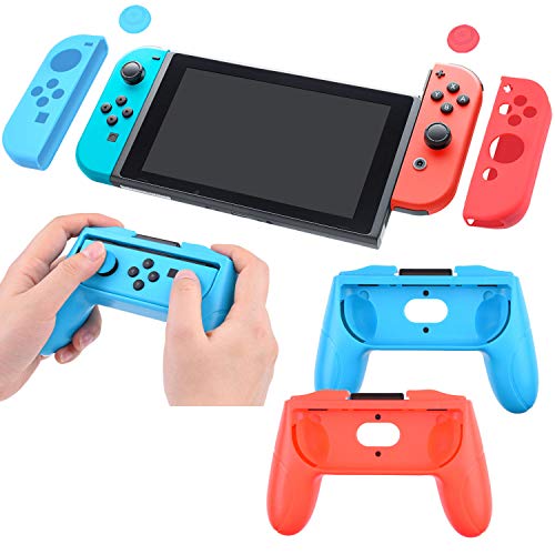 CamKix Grip Boost Kit Compatible with Nintendo Switch - 2X Gamepad Shaped Cover, 2X Joy Con Cover, 4X Thumb Grip Cover, 1x Cleaning Cloth and Grip
