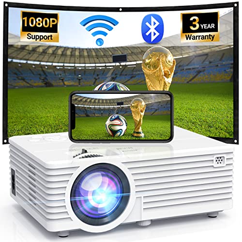 Projector with WIFI and Bluetooth, Updated 9500L Full HD 1080P Supported Home Movie projector, Portable Outdoor Projector Compatible with HDMI, USB, TV Stick, Smartphone, Laptop