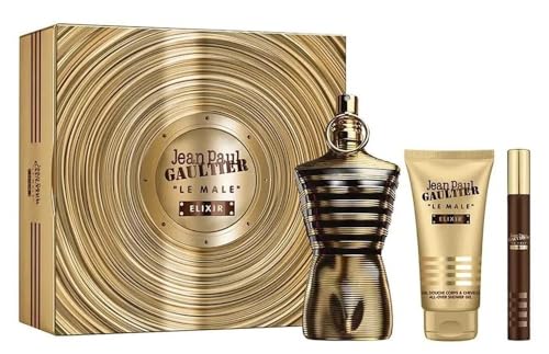 Jean Paul Gaultier Le Male Elixir Parfum 3-Pcs Gift Set (4.2 Fl Oz Eau De Parfum Spray + 2.5 Fl Oz Shower Gel + 0.3 Fl Oz Eau De Parfum Travel Spray)