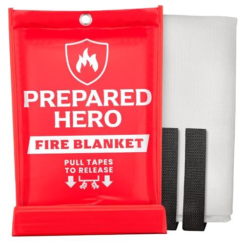 Prepared Hero Emergency Fire Blanket - 1 Pack - Fire Suppression Blanket for Kitchen, 40” x 40” Fire Blanket for Home, Fiberglass Fire Blanket