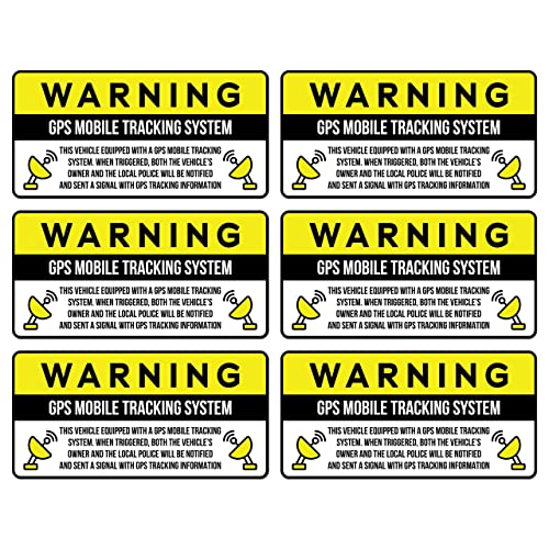Anti-Theft Car Vehicle Stickers with GPS Tracking Warning (Pack of 6 Decals)