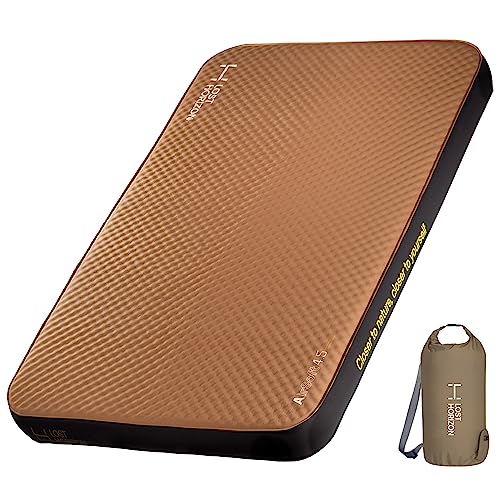 LOSTHORIZON 4.5” Thick Self Inflating Sleeping Pad with Solid Foam, Camping Mattress with Pump Sack, Portable Roll Up Bed, Inflatable Outdoor Mat for Rooftop Tent Car Truck Van, Double