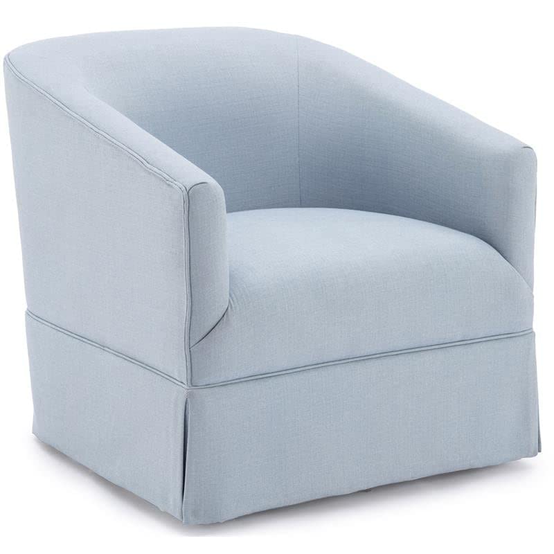Comfort Pointe Elm Sky Blue Woven Polyester Fabric Skirted 360-degree Swivel Accent Chair