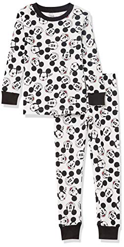 Amazon Essentials Disney | Marvel | Star Wars Boys' Snug-Fit Cotton Pajamas, Mickey Vibes, 6-7