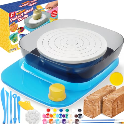 ToyUnited Pottery Wheel for Kids, Complete Kit with Air Dry Clay, Arts & Crafts for Ages 4-12