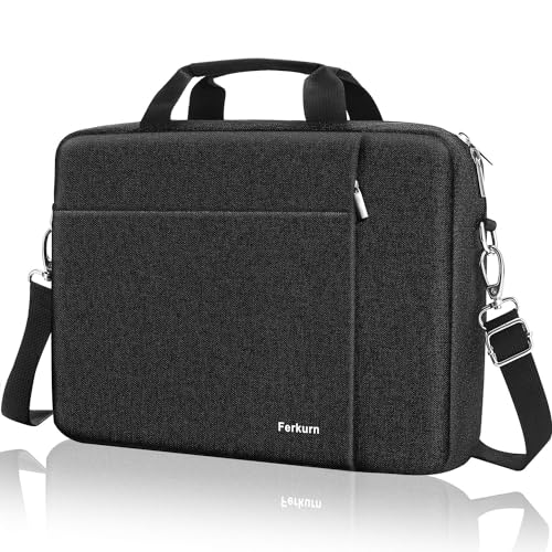 Ferkurn Laptop Bag Women Men Computer Bag for HP Envy Pavilion Omen/LG Gram/MSI/Dell Inspiron XPS/Lenovo Thinkpad/ASUS/Acer, Shoulder Strap Carrying Briefcase Messenger Bag Case, Black, 17 17.3 Inch