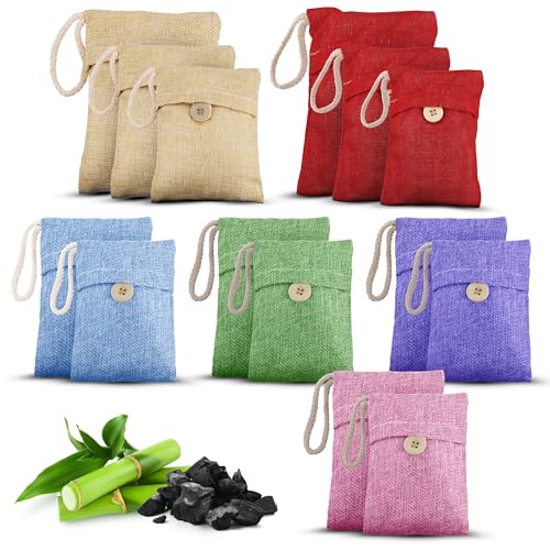 Nature Fresh Activated Bamboo Charcoal Air Purifier Bags for Home, Shoes, Car, Pets, Kitchen, Closet, Bathroom, Kid and Pet-Friendly, Odor and Moisture Eliminator (6x50g, 6x75g, 2x100g), 14 Pack