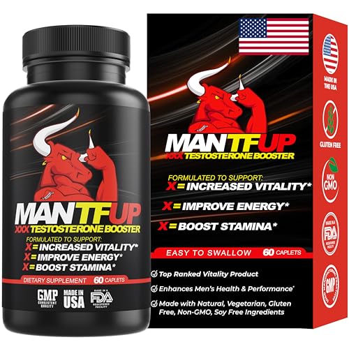 MANTFUP Vitality Enhancer for Men | Testosterone Booster & Natural Enhancement to Boost Men's Health, Libido, Stamina & Energy | Horny Goat Weed | Made in USA (1 Month Supply, 60 Caplets)