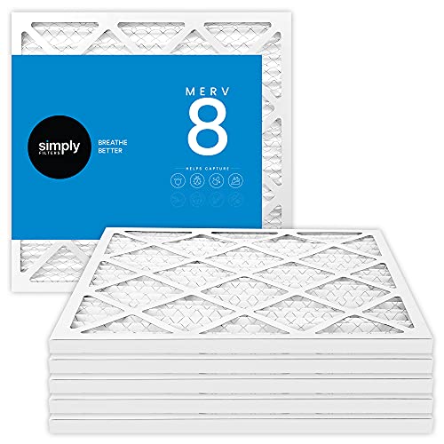 Simply Filters 14x20x1 MERV 8, MPR 600, Air Filter (6 Pack) - Actual Size: 13.75'x19.75'x0.75' HVAC, AC Furnace Air Filter