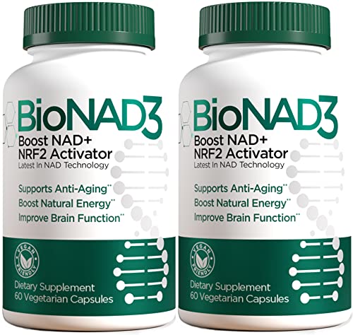 BioNAD3 NAD3 NAD+ Supplement | NRF2 Activator | Anti Aging | Proven Nicotinamide Riboside Booster | Metabolic Activator | Boosts NAD+ and Natural Energy | Vegan Friendly | Non GMO (2 Pack)