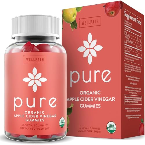WellPath Pure ACV Apple Cider Vinegar Gummies with The Mother - USDA Organic Gummy - Vegan - ACV Gummies - Weight, Digestion & Detox Support, 60 Ct
