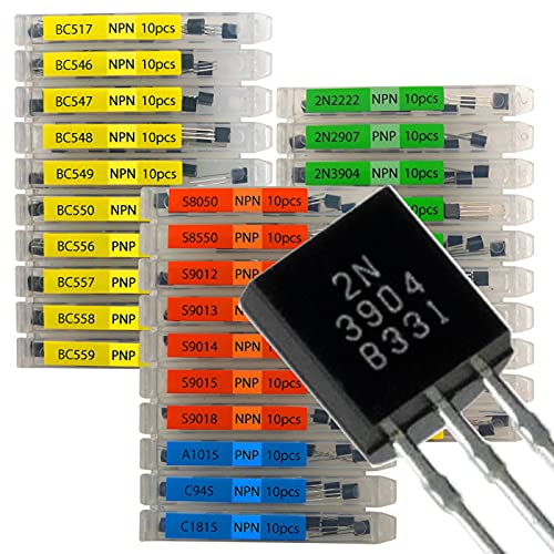 EEEEE 30 Kinds 300pcs Assorted Type General Purpose TO92 Transistors PNP NPN Bipolar Power Transistor Assortment Kit with Individual Compartment (300pcs 30 Models)
