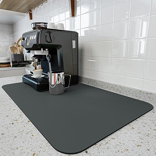 HotLive Coffee Mat - Coffee Bar Mat for Countertops | Coffee Bar Accessories Fit Under Coffee Maker Espresso Machine | Absorbent Hide Stain Rubber Backed Dish Drying Mat for Kitchen Counter