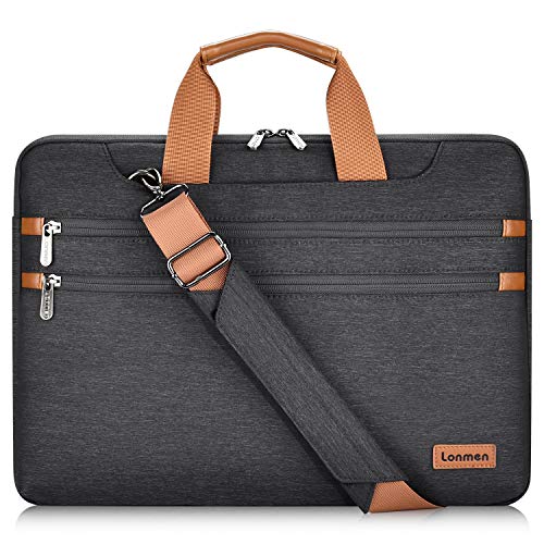 LONMEN 15.6 Inch Laptop Shoulder Bag,Computer Sleeve Carrying Case for Lenovo 15.6' Ideapad 330/15.6' HP EliteBook 850 G3 / Dell New Latitude 3590 Chromebook Ultrabook (Black)