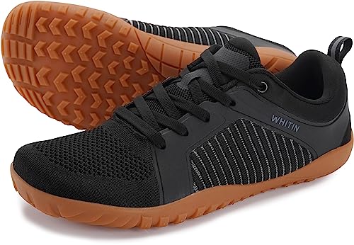 WHITIN Men's Trail Running Barefoot Minimalist Sneaker Zero Drop Hiking Shoes Cross Trainer Walking Training Gym Weightlifting Black Gum 40