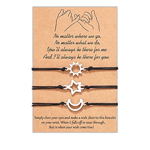 Tarsus Friendship Bracelet, Pinky Promise Unbiological Sister Bracelets Distance Matching Jewelry Gifts for 3 Women Best Friends Girls Teens