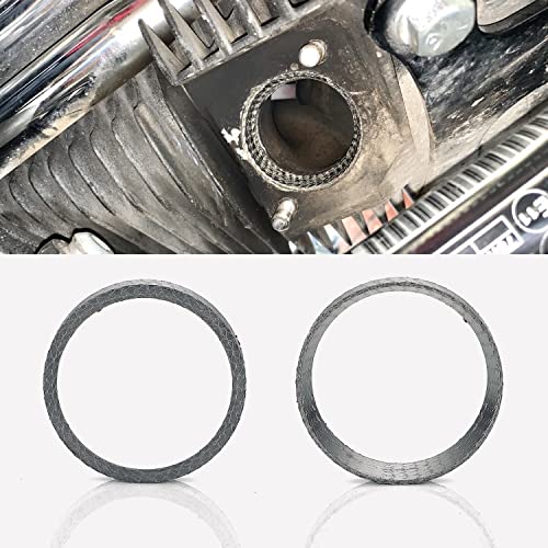 vanjoy Exhaust Gasket for Harley, Made of Graphite and Steel Mesh for 1984-later Most Harley Davidson Bikes, Touring, Sportster, Dyna, Softail, Evo, etc. 1 Pair 2pcs