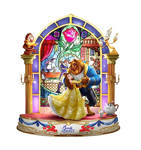 The Bradford Exchange Hawthorne Village Division Beauty and The Beast Sculpture with LED Illumination Stained Glass 7-inches