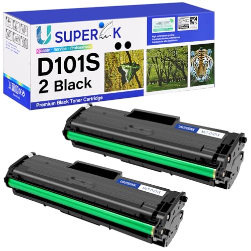 USUPERINK 2 PK Black Toner Cartridge Replacement Compatible for Samsung MLT-D101S MLTD101S to use with SCX-3405W ML-2165W SCX-3405FW ML-2161 ML-2166W ML-2160 ML-2165 SCX-3400F SCX-3401FH