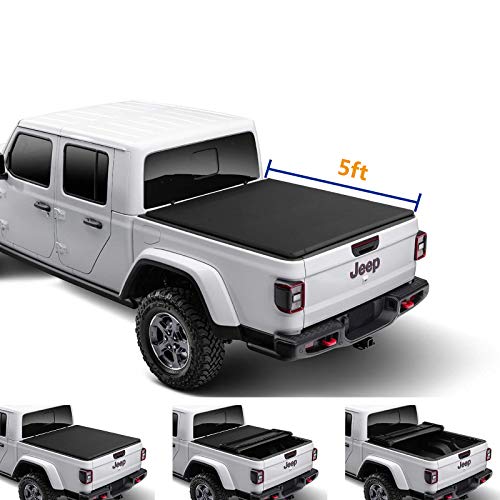 Lyon cover 5'/60.3 Soft Tri-Fold Truck Bed for 2020-2024 Gladiator JT Tonneau Cover | for Models with or Without The Deckrail System|