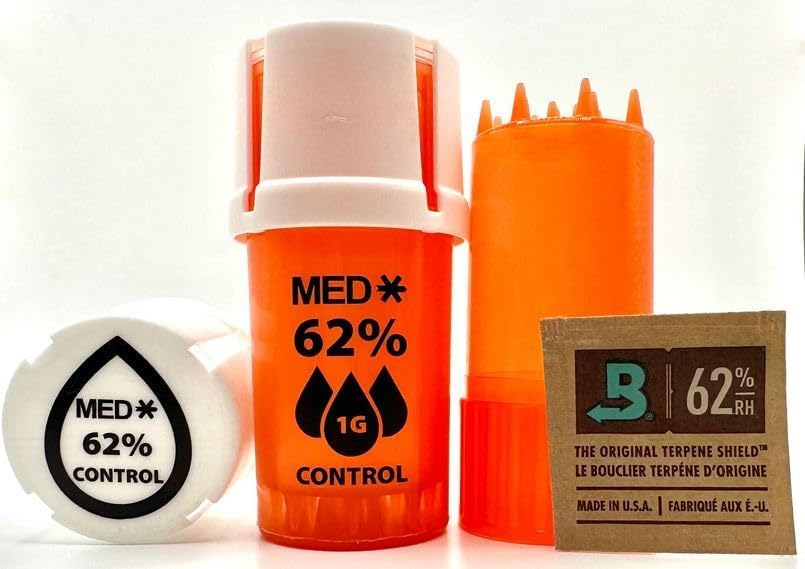 MedTainer - Airtight and Smell Proof Container With Built In Grinder. Comes with Humidity Pack to Keep Goods Fresh for Months