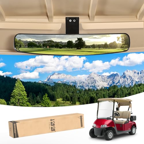 10L0L Universal Adjustable Golf Cart Panoramic Rear View Mirror, Rotatable 270 Rotation 16.5'Wide Angle Full Rearview Golf Cart Mirror for EZ Go, Club Car, Yamaha