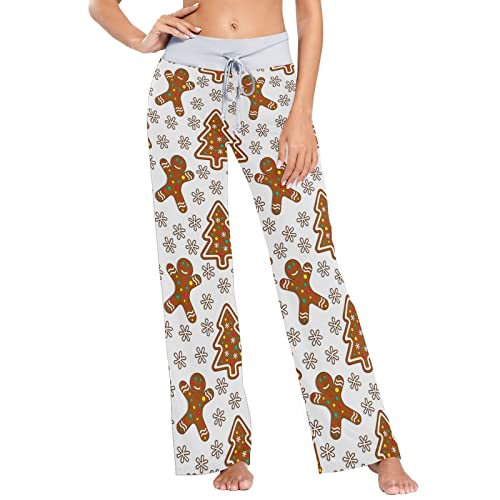 Christmas Fir Tree Gingerbread Women's Pajama Pants Sleepwear Yoga Pant Drawstring Lounge Bottoms L