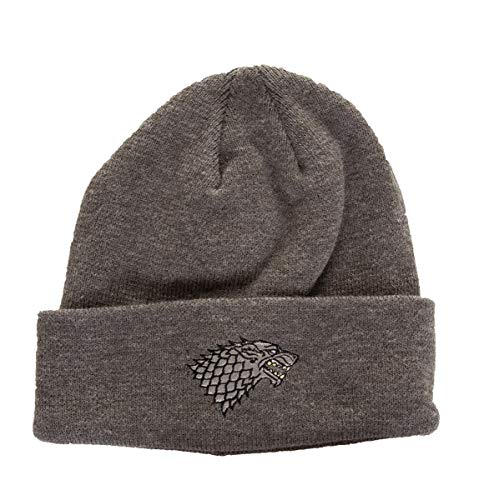 Game of Thrones Unisex House Sigil Roll Up Knit Winter Beanie (Stark Sigil)