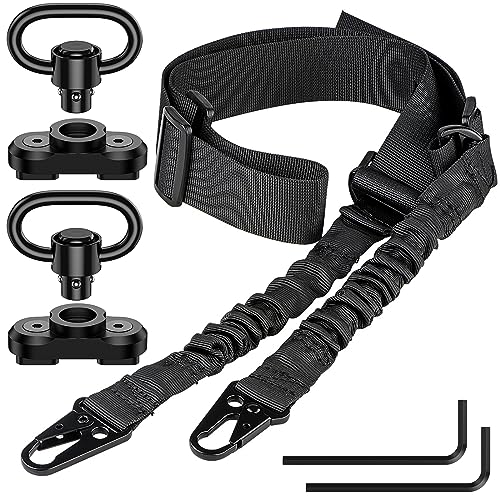 CVLIFE Rifle Sling Two-Point Sling Adjustable Length Gun Sling for Rifle with 2 Pack 1.25” Sling Swivel for M-Rail