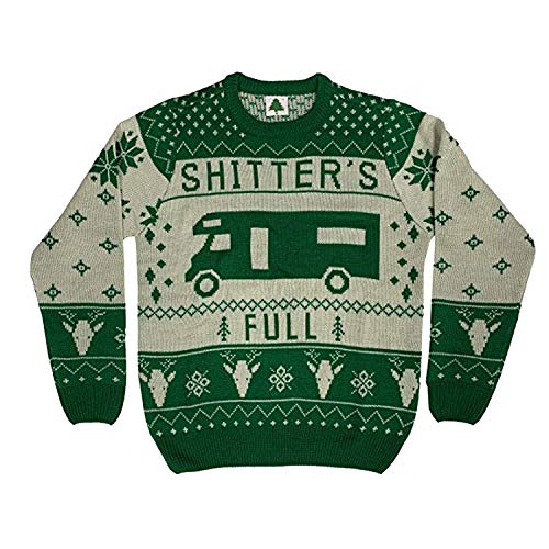 Christmas Vacation Shitter's Full Ugly Christmas Sweater Green (Large)