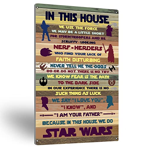 Farmhouse Rules Metal Tin Sign Wall Art Rustic in This House Signs Gifts for Home Wall Decor(8' x 12')