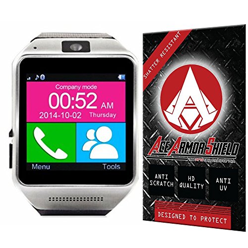 Ace Armor Shield Shatter Resistant Screen Protector for the Veezy Gear Bluetooth Smart Watch / Military Grade / High Definition / Maximum Screen Coverage / Supreme Touch Sensitivity /Dry or Wet Easy Installation with free lifetime replacement warranty