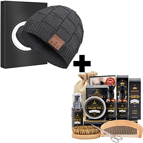 Unique Men Gifts Set-Bluetooth Beanie,Beard Grooming & Care Kit