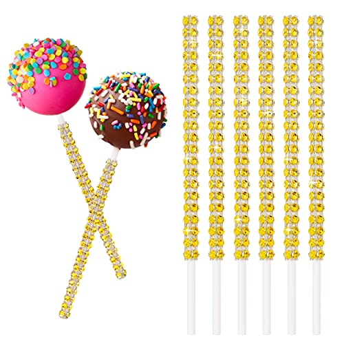 25 PCS Bling Cake Pop Paper Sticks, Glitter Rhinestone Lollipop Treat Sucker Sticks, Diamond Wrap Candy Holder for Chocolate Fruit Marshmallow Dessert Wedding Showers Buffet Table Party