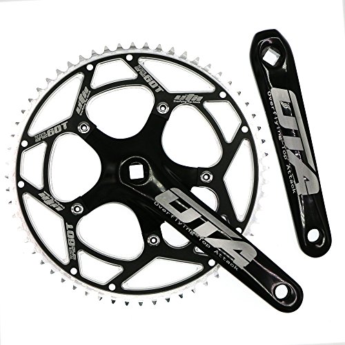 CYSKY Single Speed Crankset Set 60T 170mm Crankarms 130 BCD Fixie Crankset for Single Speed Bike, Fixed Gear Bicycle, Track Road Bike (Square Taper, Black)