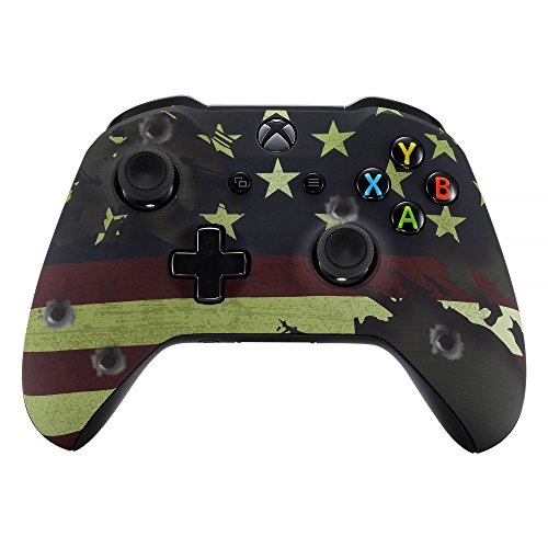 eXtremeRate Soft Touch US Flag The Stars & Stripes Patterned Faceplate Cover, Front Housing Shell Case Comfortable Replacement Kit for Xbox One X S Controller - Controller NOT Included