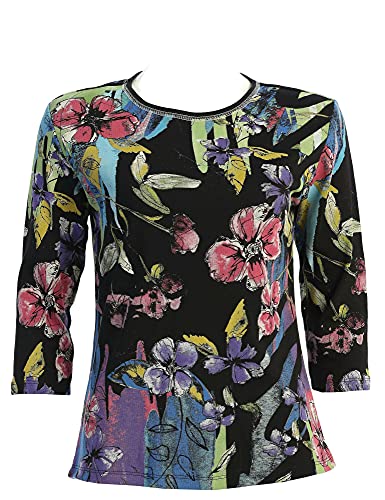 Jess & Jane Women's Rebecca Cotton Tee Shirt Top (X-Large, Black)