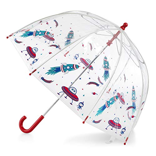 totes Kids Clear Bubble Umbrella with Dome Canopy, Lightweight Design, Wind and Rain Protection, Cosmic Adventure, Kids - 37' Canopy