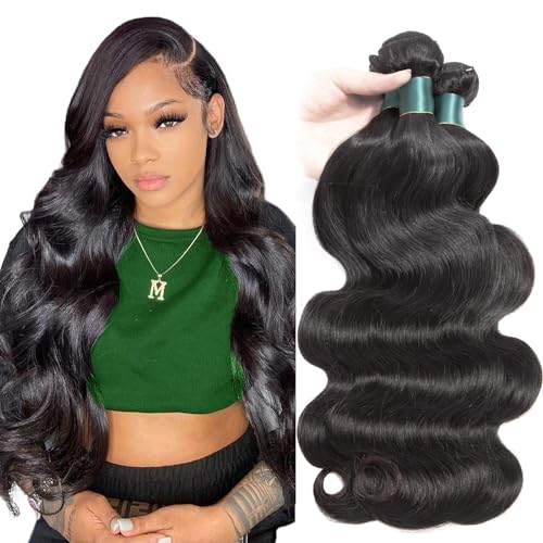 Superfect Human Hair Bundles 18 20 22 Inch Body Wave Bundles Human Hair 12A 100% Unprocessed Brazilian Virgin Hair Weave 3 Bundles Deals Human Hair Natural Black Color (18 20 22, Body Wave 3 Bundles)