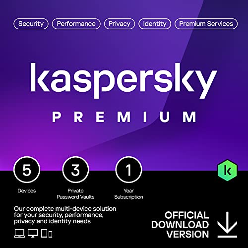Kaspersky Premium Total Security 2023 | 5 Devices | 1 Year | Anti-Phishing and Firewall | Unlimited VPN | Password Manager | Parental Controls | 24/7 Support | PC/Mac/Mobile | Online Code